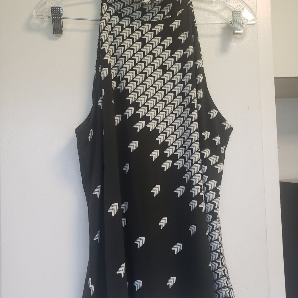 White House Black Market Dark Green and White Sleeveless Top Size Large
